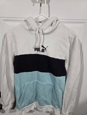 Puma Men’s White Black Light Blue Colorblock Hoodie